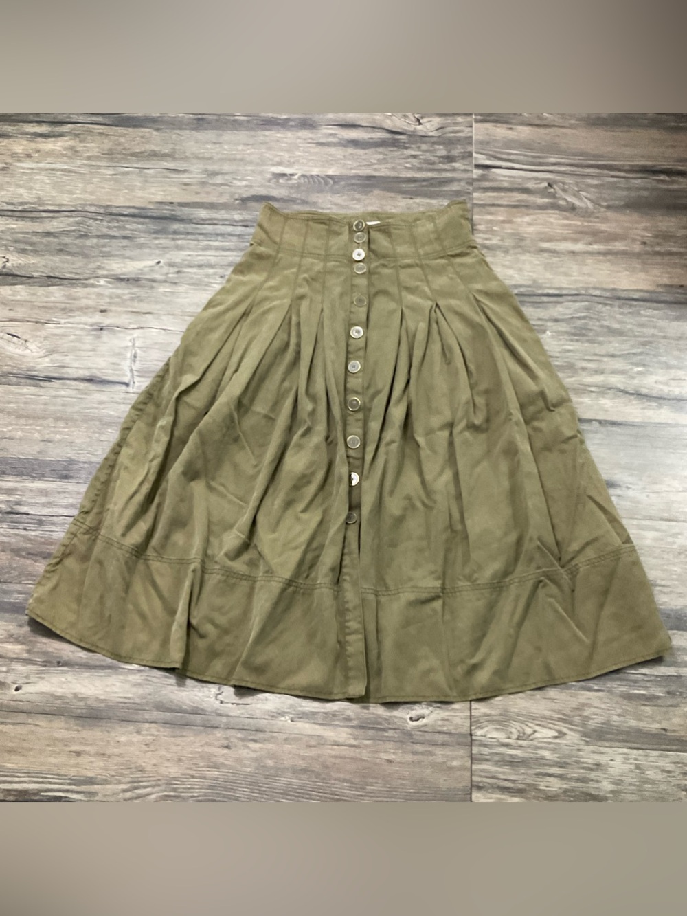Ulla Johnson Olive Green Button-Front Midi Skirt
